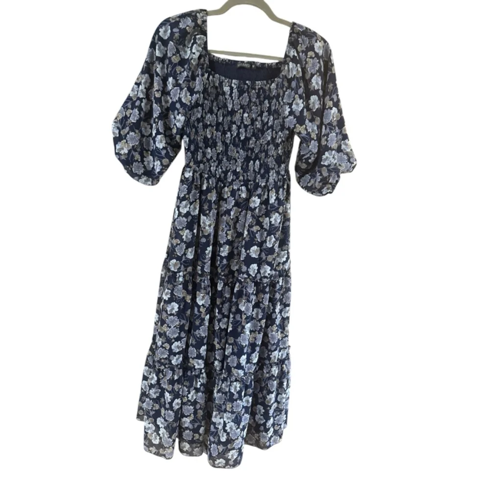 Women's MIKAROSE Navy Floral Midi Dress M - Picture 2 of 8